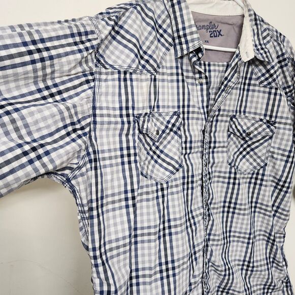 Wrangler 20X Long Sleeve Snap Pocket Western Shirt Men's XXL Plaid 1418 - Picture 6 of 8
